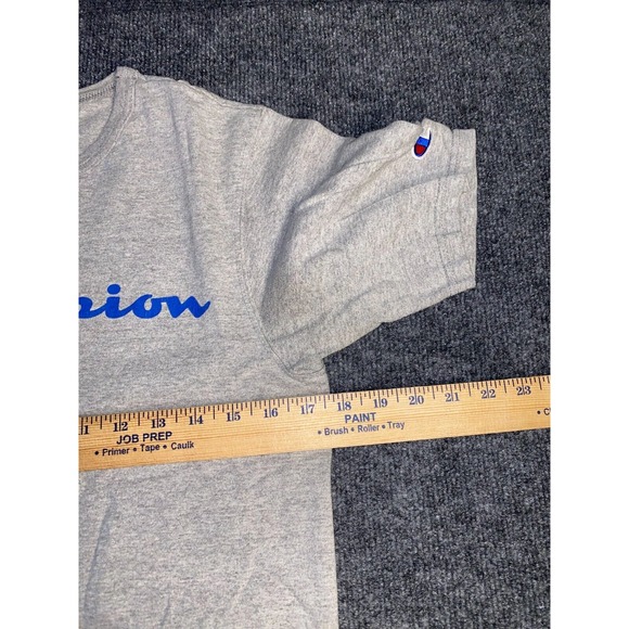 Champion Tee Shirt Mens Small Gray Solid Blended Regular Fit Crew Neck Pony Logo - Picture 7 of 7